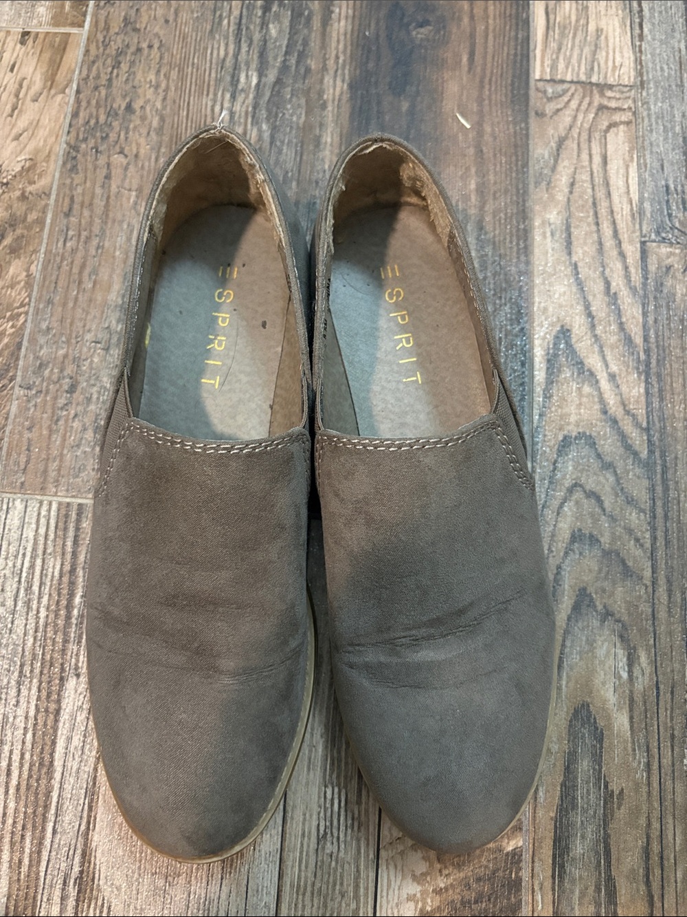 Esprit Women’s Olive Green Suede Slip-On Loafers